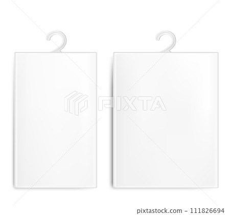 Realistic white paper packaging box with hanger Realistic white paper packaging box with hanger 111826694