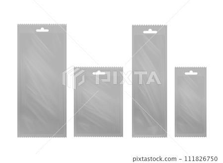 Empty plastic packaging. Blank foil or plastic sachet for food or medicines Empty plastic packaging. Blank foil or plastic sachet for food or medicines 111826750