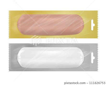 White empty plastic packaging for sausage and food White empty plastic packaging for sausage and food 111826753