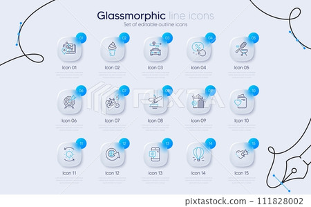 Set of Air balloon, Love document and Bicycle parking line icons for web app. Journey, Discount button, Ice cream icons. Archery, Sun protection, Weather phone signs. World globe, Gps. Vector Set of Air balloon, Love document and Bicycle parking line icons for web app. Journey, Discount button, Ice cream icons. Archery, Sun protection, Weather phone signs. World globe, Gps. Vector 111828002