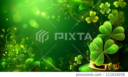 four leaf clover st patrick's day background illustration 111828036