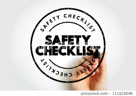 Safety Checklist text stamp, concept background Safety Checklist text stamp, concept background 111828096