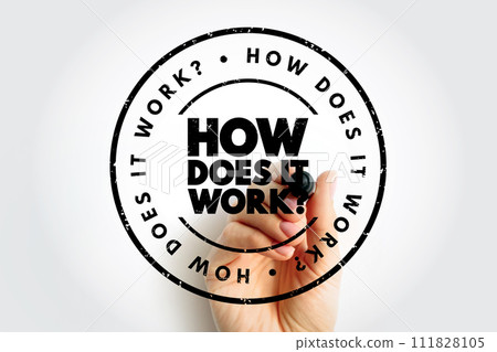 How Does It Work Question text stamp, concept background 111828105