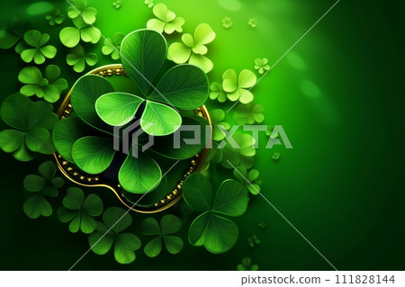 four leaf clover st patrick's day background illustration 111828144