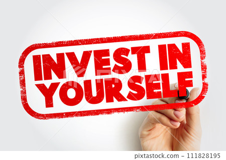 Invest In Yourself text stamp, concept background 111828195