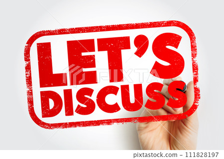 Let's Discuss text stamp, concept background 111828197