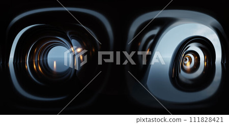Abstract Close-Up View of dark arches with sky background 360 panorama vr environment map Abstract Close-Up View of dark arches with sky background 360 panorama vr environment map 111828421