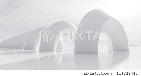 Collection of White Arches on a White Floor 3d render illustration Collection of White Arches on a White Floor 3d render illustration 111828443