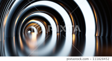Close Up of Metal arch Object With Blurry sky Background 3d render illustration Close Up of Metal arch Object With Blurry sky Background 3d render illustration 111828452