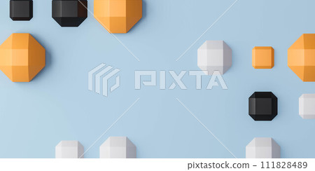 Abstract Assortment of Geometric Shapes in Various Colors on a Pale Blue Background 3d render illustration Abstract Assortment of Geometric Shapes in Various Colors on a Pale Blue Background 3d render illustration 111828489