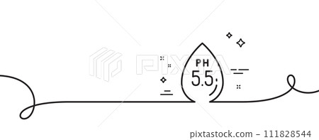 Ph neutral line icon. Continuous one line with curl. Clinically tested sign. Water drop symbol. Ph neutral single outline ribbon. Loop curve pattern. Vector Ph neutral line icon. Continuous one line with curl. Clinically tested sign. Water drop symbol. Ph neutral single outline ribbon. Loop curve pattern. Vector 111828544