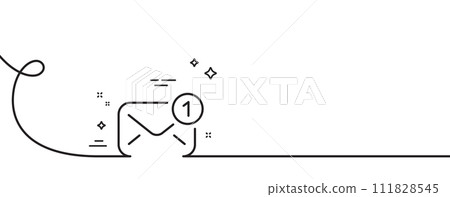 New message line icon. Continuous one line with curl. Mail envelope sign. Email letter symbol. New message single outline ribbon. Loop curve pattern. Vector New message line icon. Continuous one line with curl. Mail envelope sign. Email letter symbol. New message single outline ribbon. Loop curve pattern. Vector 111828545