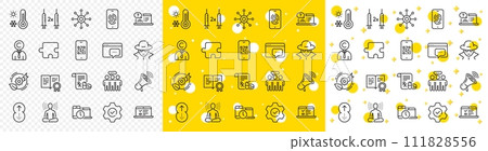 Outline Web lectures, Execute and Multichannel line icons pack for web with Copyrighter, Swipe up, Qr code line icon. Fraud, Megaphone, Coronavirus vaccine pictogram icon. Vector Outline Web lectures, Execute and Multichannel line icons pack for web with Copyrighter, Swipe up, Qr code line icon. Fraud, Megaphone, Coronavirus vaccine pictogram icon. Vector 111828556