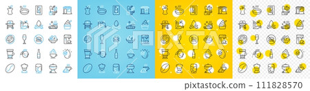 Vector icons set of Coffee maker, Organic waste and Coffee cup line icons pack for web with Mint bag, Water drop, Grill outline icon. Water splash, Wineglass, Salad pictogram. Walnut. Vector Vector icons set of Coffee maker, Organic waste and Coffee cup line icons pack for web with Mint bag, Water drop, Grill outline icon. Water splash, Wineglass, Salad pictogram. Walnut. Vector 111828570