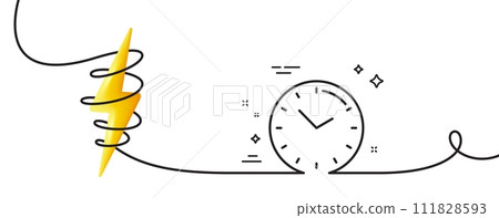 Time management line icon. Continuous one line with curl. Clock sign. Watch symbol. Time single outline ribbon. Loop curve with energy. Vector 111828593