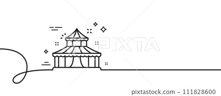Circus line icon. Continuous one line with curl. Amusement park sign. Circus single outline ribbon. Loop curve pattern. Vector 111828600