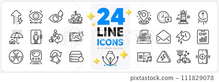 Icons set of Vacuum cleaner, Music book and Energy growing line icons pack for app with Download photo, Eye drops, Typewriter thin outline icon. Metro, Delegate work, Pin pictogram. Vector Icons set of Vacuum cleaner, Music book and Energy growing line icons pack for app with Download photo, Eye drops, Typewriter thin outline icon. Metro, Delegate work, Pin pictogram. Vector 111829078