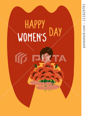 vertical banner for International Women's Day - tulip on yellow vertical banner for International Women's Day - tulip on yellow 111829761