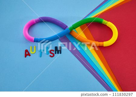 Autistic rainbow eight infinity symbol. Autism awareness day symbol. Autistic rainbow eight infinity symbol. Autism awareness day symbol. 111830297