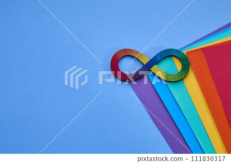 Autistic rainbow eight infinity symbol. Autism awareness day symbol. Autistic rainbow eight infinity symbol. Autism awareness day symbol. 111830317