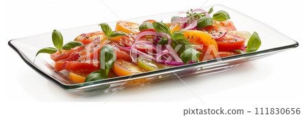 Summer light fresh vegetarian salad in bowl. A nutritious dish filled with fresh plantbased ingredients Summer light fresh vegetarian salad in bowl. A nutritious dish filled with fresh plantbased ingredients 111830656