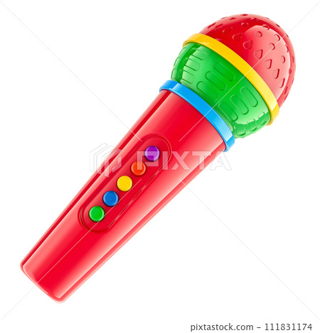 Toy Microphone, Mic for Kids. 3D rendering Toy Microphone, Mic for Kids. 3D rendering 111831174
