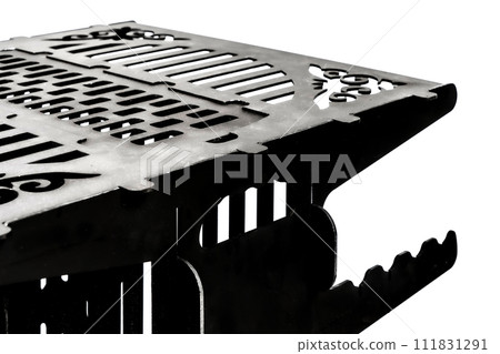 Vertical barbecue grill. Steel black on white background isolated Vertical barbecue grill. Steel black on white background isolated 111831291