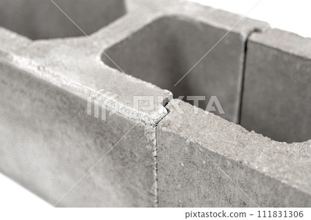 concrete formwork for the construction of the foundation. Architectural fasteners strengthening cement fencing isolated on white background 111831306