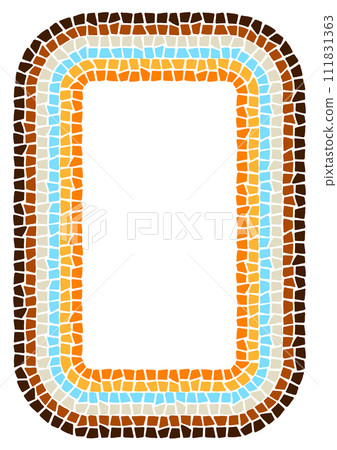 Decorative mosaic frame. Ceramic antique stone ornament. Decorative mosaic frame. Ceramic antique stone ornament. 111831363
