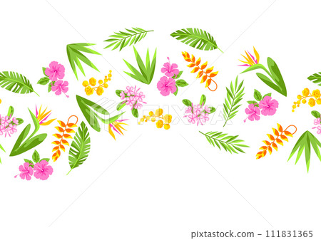 Pattern with tropical flowers. Decorative exotic foliage and plants. Pattern with tropical flowers. Decorative exotic foliage and plants. 111831365