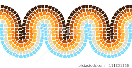 Decorative mosaic border. Ceramic antique stone ornament. 111831366