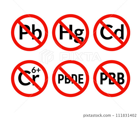 Hazardous Chemicals Prohibition Vector Signs - Safety and Environmental Protection Icons 111831402