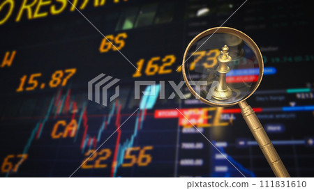 The magnifying glass and Gold king chess for Business concept 3d rendering The magnifying glass and Gold king chess for Business concept 3d rendering 111831610