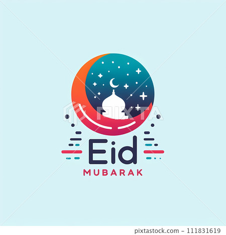 AI-generated content. Bright Lights, Eid Mubarak, Vibrant Colors Illuminate Logo & Text 111831619