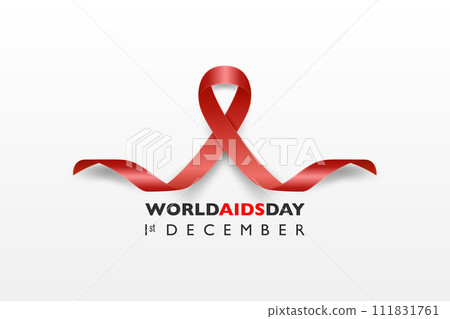 World AIDS Day Banner. AIDS Awareness Red Silk Ribbon on a White Background. AIDS Day Concept. Design Template for 1st December Poster, Placard, Card, AIDS Awareness World AIDS Day Banner. AIDS Awareness Red Silk Ribbon on a White Background. AIDS Day Concept. Design Template for 1st December Poster, Placard, Card, AIDS Awareness 111831761