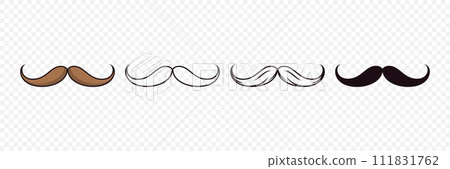 Vector Isolated Mustache Set. Face Party Decoration for Portrait, Stencil. Cartoon Flat Illustration, Santa Claus Mustache Shape, Silhouette. Fathers Day Symbol Vector Isolated Mustache Set. Face Party Decoration for Portrait, Stencil. Cartoon Flat Illustration, Santa Claus Mustache Shape, Silhouette. Fathers Day Symbol 111831762