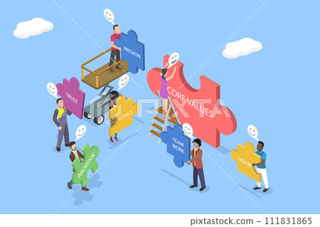 3D Isometric Flat Vector Illustration of Core Values 111831865