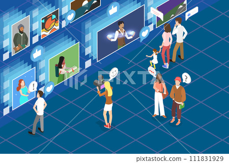 3D Isometric Flat Vector Illustration of Modern Art Museum 111831929