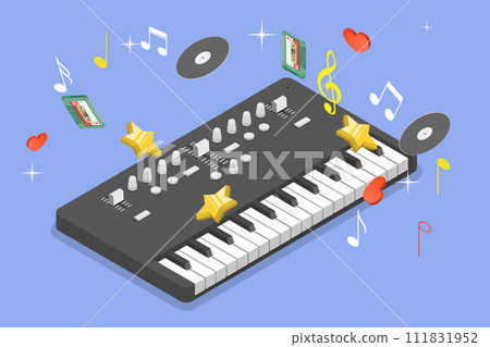 3D Isometric Flat Vector Illustration of Music Art 111831952