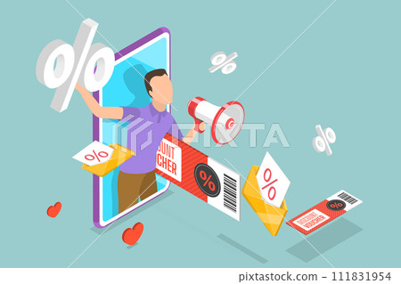 3D Isometric Flat Vector Illustration of Special Offers Advertisement 111831954