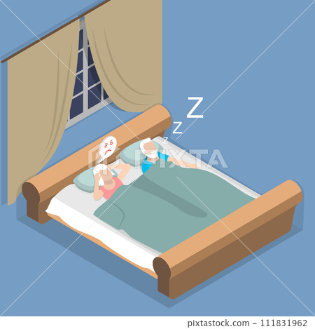 3D Isometric Flat Vector Illustration of Snore At Night Sleep 111831962