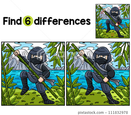 Ninja with a Bamboo Pole Find The Differences 111832978