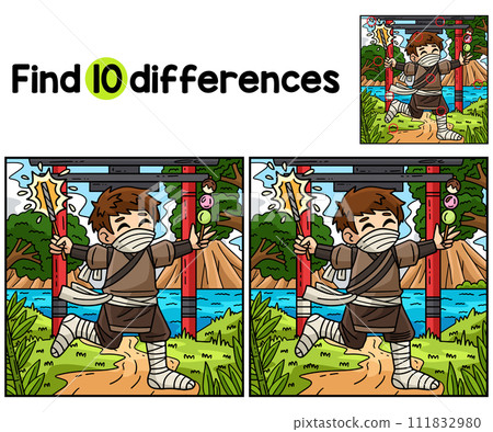 Ninja with Sparkler and Dango Find The Differences 111832980