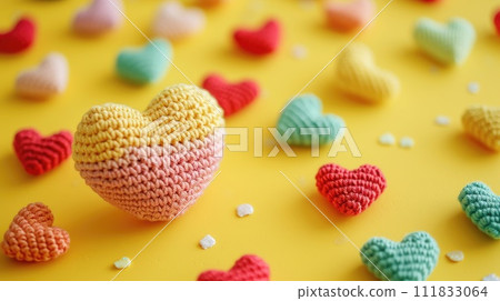 A Picture of a Crocheted Cute Heart, Ai Generated 111833064