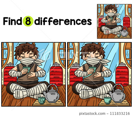 Ninja Drinking Tea Find The Differences Ninja Drinking Tea Find The Differences 111833216