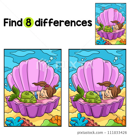 Sleeping Mermaid Clam Shell Find The Differences Sleeping Mermaid Clam Shell Find The Differences 111833426