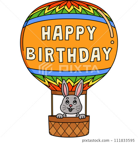Happy Birthday Hot Air Balloon Cartoon Clipart  111833595