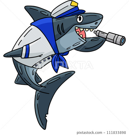 Shark in Marine Outfit Cartoon Colored Clipart  111833898