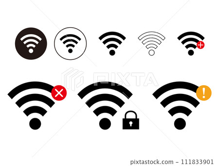 Illustration set of Wi-Fi mark with key Icon material Variation 111833901