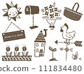 Simple line drawing garden illustration material 111834480